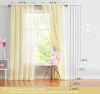 Treatmentex Pom-pom Sheer Curtains for Living Room, 84 inch Long Yellow Curtain Drapes for Kids Room 2 Panels Rod Pocket