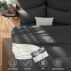 CozyLux California King Comforter Sets Dark Grey, 7 Pieces Cal King Bed in a Bag, All Season Bedding Sets with Stitch Quilted Comforter, Flat Sheet, Fitted Sheet, Pillowcases