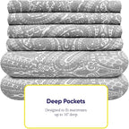 Queen Sheets Paisley Grey - 6 Piece 1500 Supreme Collection Fine Brushed Microfiber Deep Pocket Queen Sheet Set Bedding - 2 Extra Pillow Cases, Great Value, Queen, Paisley Gray