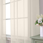 Aiyufeng Cream Sheer Curtains 84 Inches Long 2 Panels Set for Living Room, Light Filtering Green Window Sheer Drapes for Bedroom, Each 42" W x 84" L