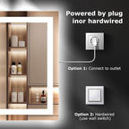 24X30 LED Bathroom Mirror with Lights, Anti-Fog, Dimmable, Backlit + Front Lit, Smart Bathroom Vanity Mirror, Memory Function, Shatterproof, Tempered Glass (Horizontal/Vertical)