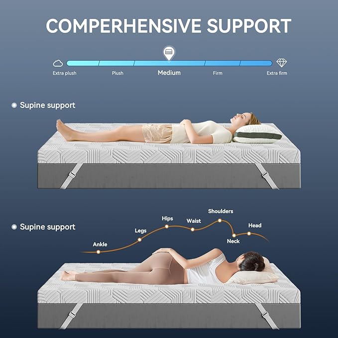 ELEMUSE 4 Inch Gel Memory Foam Mattress Topper Twin XL Size Pressure-Relieving Mattress Topper for Back Pain,Non-Slip Design with Removable & Washable Cover, CertiPUR-US