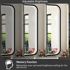 36x24 Inch LED Bathroom Mirror with Lights, Black Metal Frame Mirror, Wall Mounted Lighted Vanity Mirrors for Wall, Anti Fog Dimmable Led Mirror for Makeup