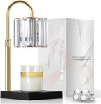Candle Warmer Lamp, Wax Warmer Candle Lamp Timer & Dimmer 7-Levels, Compatible Most Jar Candles, Top Melting, Cystal Candle Heater Lamp for Scented Wax, Elegant Home Decoration, Black