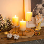 Pillar Candle Holders Candle Plates - Set of 6 Candelabra Candle Stand Iron Plate Minimalism Modern Home Mantel Dinning Table Christmas Decorations Centerpiece for Wedding, Party, Events, Gold