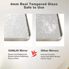 60x36 Inch Brushed Nickel Bathroom Mirror, Large Brushed Silver Metal Framed Wall Mirror, Rounded Corner Rectangle Modern Vanity Mirror, Tempered Glass, Anti-Rust, Shatterproof (Horizontal/Vertical)