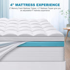 MASVIS Twin XL Size Dual Layer 4 Inch Memory Foam Mattress Topper, 2 Inch Gel Memory Foam and 2 Inch Cooling Pillow Top Mattress Pad Cover for Back Pain, Medium Support