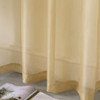 DUALIFE Tan Beige Sheer Curtains 54 Inche with Grommet,Look Semi Sheer Windows Panels,Elegant Solid Color Touch Soft Drapes, 52X54 Inch for Living Room Bedroom,Set of 2 Panels Natural Taupe