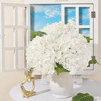 MARTINE MALL 3Pcs 21in Hydrangea Artificial Flowers, Latex Real Touch Hydrangeas Lifelike Large Hydrangea Flowers for Home Decor Party Arrangements Wedding Bouquets Centerpieces (White)
