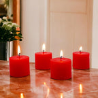 Hosley Set of 30 Unscented Pressed Red Votive Candles – Bulk Pack, Clean-Burning, Long-Lasting 10-12 Hour Burn Time – Ideal for Weddings, Home Décor, Spa, and Events