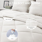 Love's cabin Queen Comforter Set Off White, 7 Pieces Queen Bed in a Bag, All Season Bedding Sets with 1 Comforter, 1 Flat Sheet, 1 Fitted Sheet, 2 Pillowcase and 2 Pillow Sham