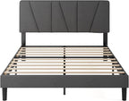 ZINUS Full Maya Upholstered Bed Frame with Asymmetric Headboard, Durable Wooden Slats, Sturdy Framework, Noise Free Sleep, No Box Spring Needed, Easy Assembly, Eco Friendly Packaging, Dark Grey