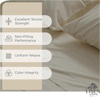 Linen Home 100% Cotton Percale Sheets Queen Size, Light Taupe, Deep Pocket, 4 Pieces Set - 1 Flat, 1 Deep Pocket Fitted Sheet and 2 Pillowcases, Crisp Cool and Strong Bed Linen