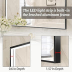 36x36 Inch LED Bathroom Mirror, Black Metal Framed Lighted Mirror for Bathroom, Wall Mouted LED Vanity Mirror with Lights, 3 Colors and Stepless Dimmable, Anti-Fog, Memory