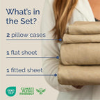 Queen Size 4 Piece Sheet Set - Comfy Breathable & Cooling Bed Sheets Set - Hotel Luxury Bedding for Women, Men, Kids, Teens, Boys & Girls - Deep Pockets, Soft & Wrinkle Free - Tan (Heathered Sheets)