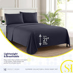 Twin Sheets - Breathable Luxury Sheets with Full Elastic & Secure Corner Straps Built In - 1800 Supreme Collection Extra Soft Deep Pocket Bedding Set, Sheet Set, EXTRA DEEP pocket - Twin, Navy