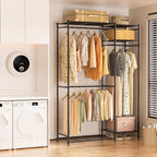 Neprock Portable Closets for Hanging Clothes, Freestanding Clothing Rack with 3 Hang Rods & 5 Shelves, Metal Wardrobe Garment Rack for Bedrooms