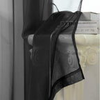 HUTO Black Sheer Curtains 45 Inch Length for Small Window Rod Pocket Sheer Drapes Panels for Kitchen Bathroom,2 Panels 52 by 45 Inches Long