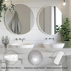 White Circle Mirror, Round Mirror 20 inch, White Round Mirrors Matte Metal Frame, Circle Mirrors for Bathroom, Bedroom, Living Room, Hallway.