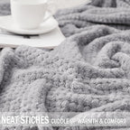 Exclusivo Mezcla Fleece Bed Blanket King Size, Super Soft and Warm Blankets for Couch, Sofa and Bed Waffle Textured, Cozy, Fuzzy and Lightweight (Light Grey, 90x104 Inches)