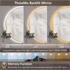 30" Round LED Bathroom Mirror, Wall Mounted Round Backlit Mirror LED Bathroom Vanity Mirror with Lights Fog Free Circle Lighted Mirror with Gold Frame, Smart Light up Mirror 3-Color