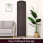 Rose Home Fashion 6 ft Tall Room Divider, Room Dividers and Folding Privacy Screens, 15.7in Privacy Screen 6 Panel Partition Temporary Wall Separation for Private, Dark Coffee