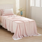 Bedsure Cooling Sheets Twin XL, Rayon Derived from Bamboo, Breathable & Soft Twin XL Sheet Sets, Deep Pocket Up to 16 Inches, Hotel Luxury Silky Dorm Bedding for Hot Sleepers, Pink