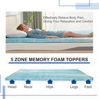 SINWEEK 1.5 Inch Mattress Topper 5-Zone Memory Foam Mattress Topper Pressure Relieve Soft Mattress Pad, CertiPUR-US Certified, Full Size Blue