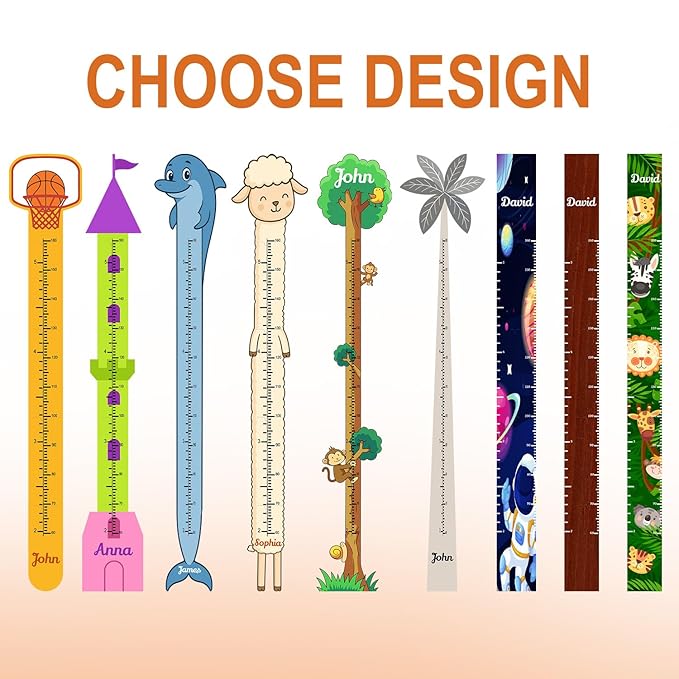 Personalized Growth Chart for Wall, Wooden Height Chart for Kids, Cute Height Measurement for Child/Girls/Boys, Baby and Toddler's Playroom/Kid's Room/Nursery Decor, Giraffe
