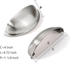 khtumeware 2 Pack 4" Drawer Pulls Brushed Satin Nickel Cabinet Cup Pulls Kitchen Hardware Cabinet Handles Drawer Handles Knobs 4 inch Hole Center