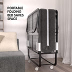 EconoHome Folding Bed with Mattress - 75x38 Twin Size Frame - Portable Rollaway Guest Bed with 5-inch Memory Foam Mattress - Space-Saving Foldable Design for Easy Storage