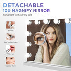 M MIVONDA Vanity Mirror with Lights, Lighted Makeup Hollywood Mirror with Dimmable 3 Color Lights LED Bulbs for Desk and Wall, Mirrors with Plug-in and USB Charger for Bedroom