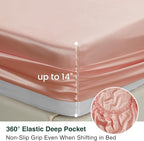 Love's cabin Twin XL 3Pc Satin Sheet Set, Coral Silky Satin Bed Sheets with Deep Pockets, Luxury Silk Feel, Envelope Closure