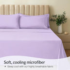 LuxClub 4 PC Queen Sheet Set, Deep Pockets Wrinkle Free Cooling Bed Sheets Hotel Bedding for Women, Men, Kids & Teens, Includes 1 Fitted Sheet, 1 Flat Sheet and 2 Pillowcases - Silky Soft Lavender