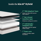 Tuft & Needle Kin Medium Plush 10" Twin XL Hybrid Mattress, Cooling, Pressure Relief, and Individually-Wrapped Coils, 100 Night Trial, Fiberglass-Free, CertiPUR-US, 10-Year Limited Warranty