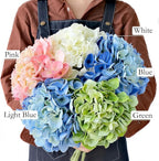 2 White +2 Blue Real Touch Hydrangea Artificial Flowers,21" Vintage Silk Fake Flowers, Faux Hydrangea Flowers for Wedding Bouque Centerpieces Tables Party Home