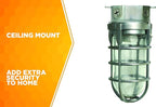 Woods L1706BS Vandal Resistant 150W Incandescent Security Light; Ceiling Mount; Compatible With Up To 50 Watt Standard Base Bulbs; Brushed Steel