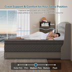 King Mattress, 10 Inch Hybrid Mattresses Grey Medium Firm for Back & Lumbar Support, 100 Night Trial, Individual Pocket Spring Mattresses for Motion Isolation & Pressure Relief