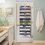 Heavy Duty Over The Door Organizer 5 Tiers, Extra Large Behind Door Storage of 10 Big Front & 10 Mesh Pockets, 80lb Weight Capacity, Hanging Doors Storage Organizer for Closet Bedroom Nursery, Grey