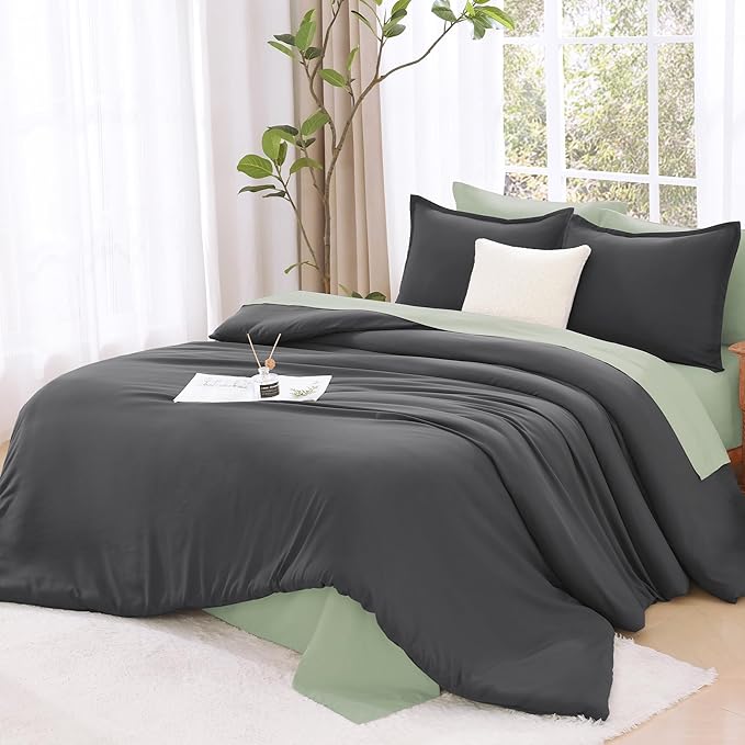 Litanika Grey Comforter Set Twin/Twin XL Size, 2 Pieces Lightweight Plain Bedding Comforter Set, All Season Fluffy Bed Set (66x90In Comforter & 1 Pillowcase)