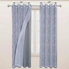 BONZER Mix and Match Curtains - 2 Pieces Branch Print Sheer Curtains and 2 Pieces Blackout Curtains for Bedroom Living Room Grommet Window Drapes, 54x63 Inch/Panel, Light Grey, Set of 4 Panels