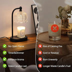 Black Candle Warmer Lamp with Timer and Dimmer,Flameless Wax Melt Warmer for Jar Candles with 2 Bulbs,House Warming Gifts,Mother's Day/Birthday/Christmas Gifts for Mom/Wife,Home Decor