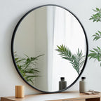 Black Circle Mirror, 20 inch Round Mirror, Black Bathroom Mirror Circular, Round Wall Mirrors for Living Room, Bedroom, Bathroom, Washroom, Rustic, Vanity.