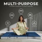 Cozzzi Foldable Mattress Queen Size for Floor and Traveling with Removable Cover - Lightweight and Portable Folding Mattress for Adults & Kids - Compact and Easy to Storage - Navy (75in x 58in x 4in)