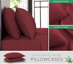 Full Sheets by Pure Bamboo, Genuine 100% Organic Viscose Derived from Bamboo Bed Sheet Set, Luxuriously Soft & Cooling, Double Stitching, Lifetime Quality Promise (Full, Merlot)