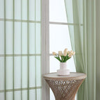 OVZME Sage Green Bedroom Curtains 96 Length for Farmhouse, 59 Inch Extra Wide Light Filtering Voile Drapes Light Airy Window Decor for Patio Door Living Room Bedroom Dining, 59Wx96L Inches