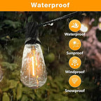 GLUROO Outdoor String Lights 180FT, 90+6Pcs Vintage Bulbs Shatterproof 2700K LED Patio String Lights Waterproof, Connectable Edison Style Lights, Hanging Lights for Backyard, Bistro