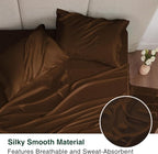 Love's cabin Satin King Sheet Sets - 4 Piece Brown Silky Sheets King Size Bed with Deep Pocket, Luxury Silk Feel King Size Satin Sheet Set (1 Flat Sheet,1 Fitted Sheet,2 Pillow Cases)