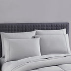 King Size Comforter Set with Sheets - 7-Piece Bedding Collection - 1 Comforter, 1 Fitted Sheet, 1 Flat, 4 Pillowcases - Deep Pocket - Soft & Breathable Premium Quality - Ideal for All Seasons, Silver