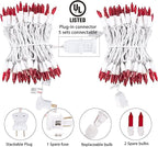 Christmas Red Mini String Lights, 100 Count 26.5 Feet Detachable Incandescent Bulb Waterproof Red Fairy Lights Plug in for Indoor Outdoor Party Patio Valentine's Day Decoration, White Wire